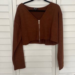 Capsulle LA Brown Zip Sweater Long Sleeve Large